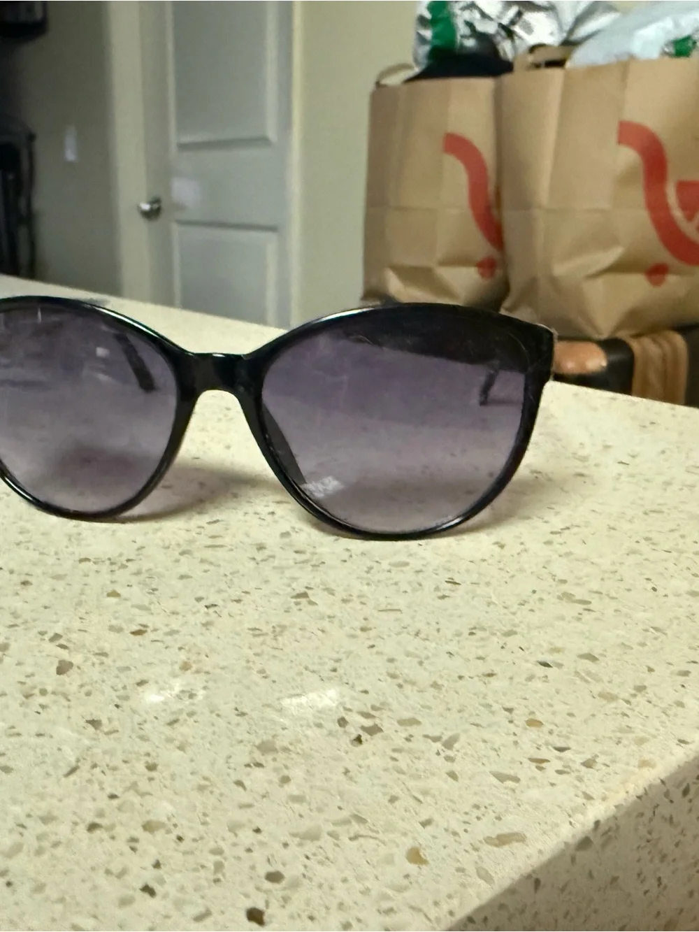Fashion Nova Black Frame Sunglasses with Purple Lenses